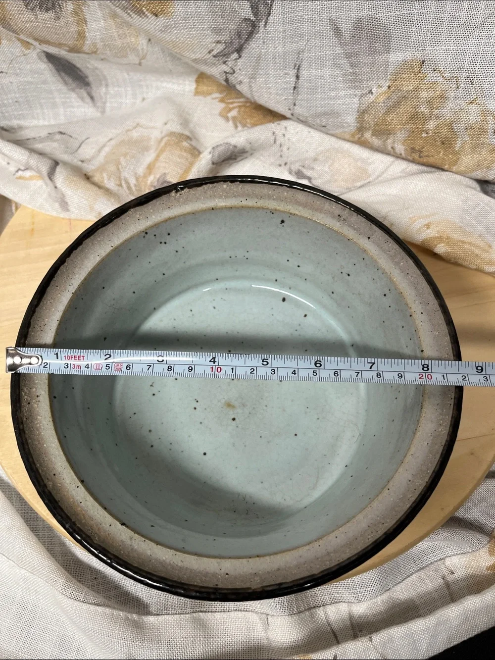 Handmade John Shedd American Ceramic Serving Bowl in Cream and Blue
